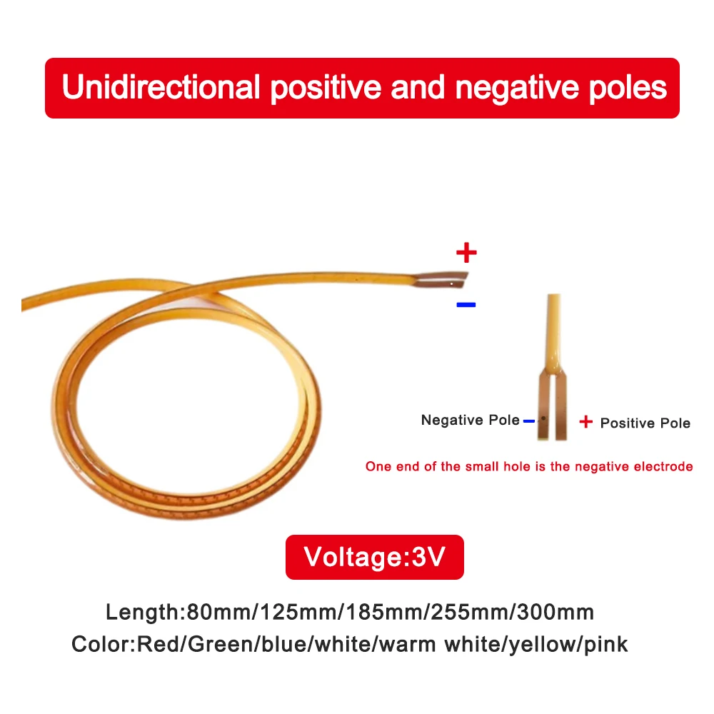 LED flexible filament  light emission diy environment Filament Fairy Filament positive and negative terminals at the same end 3v