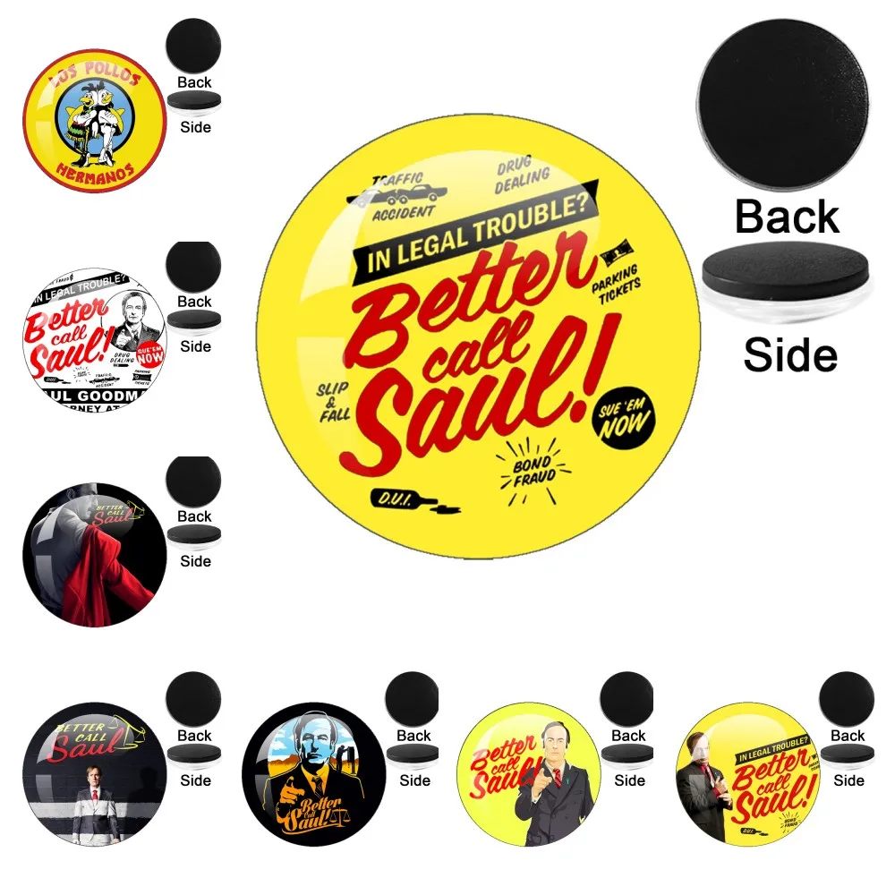 Better Call Saul Round Glass 25MM-50MM Refrigerator Magnet Decoration Kitchen/Office Board Whiteboard/Message Board Magnet