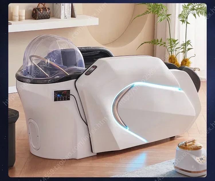 Cama de shampoo de massagem inteligente elétrica automática, barbeiro, cama de terapia de cabeça de circulação de água tailandesa