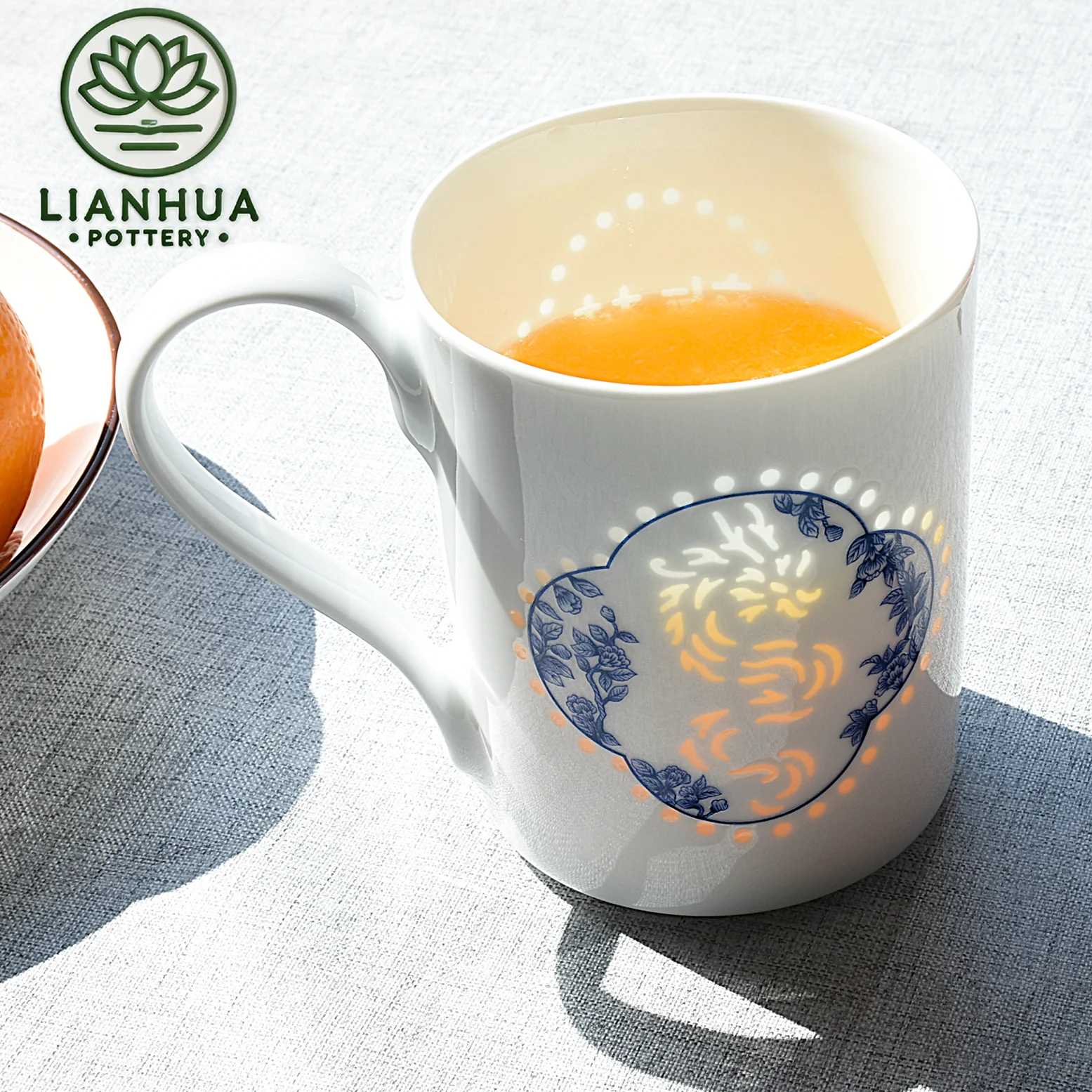 LIANHUA POTTERY Linglong Porcelain Mug 350ml Handcrafted Blue & White Chinese Zodiac Loong Mug Anniversary and Birthday Gift - Image 4