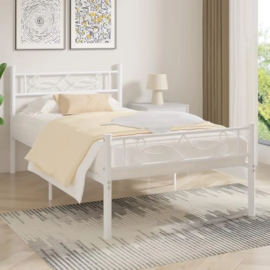 

Bed Frame, Size Metal Platform with Headboard and Footboard, Premium Steel Slat Support/No Box Spring Needed/Noise-Free/Easy As