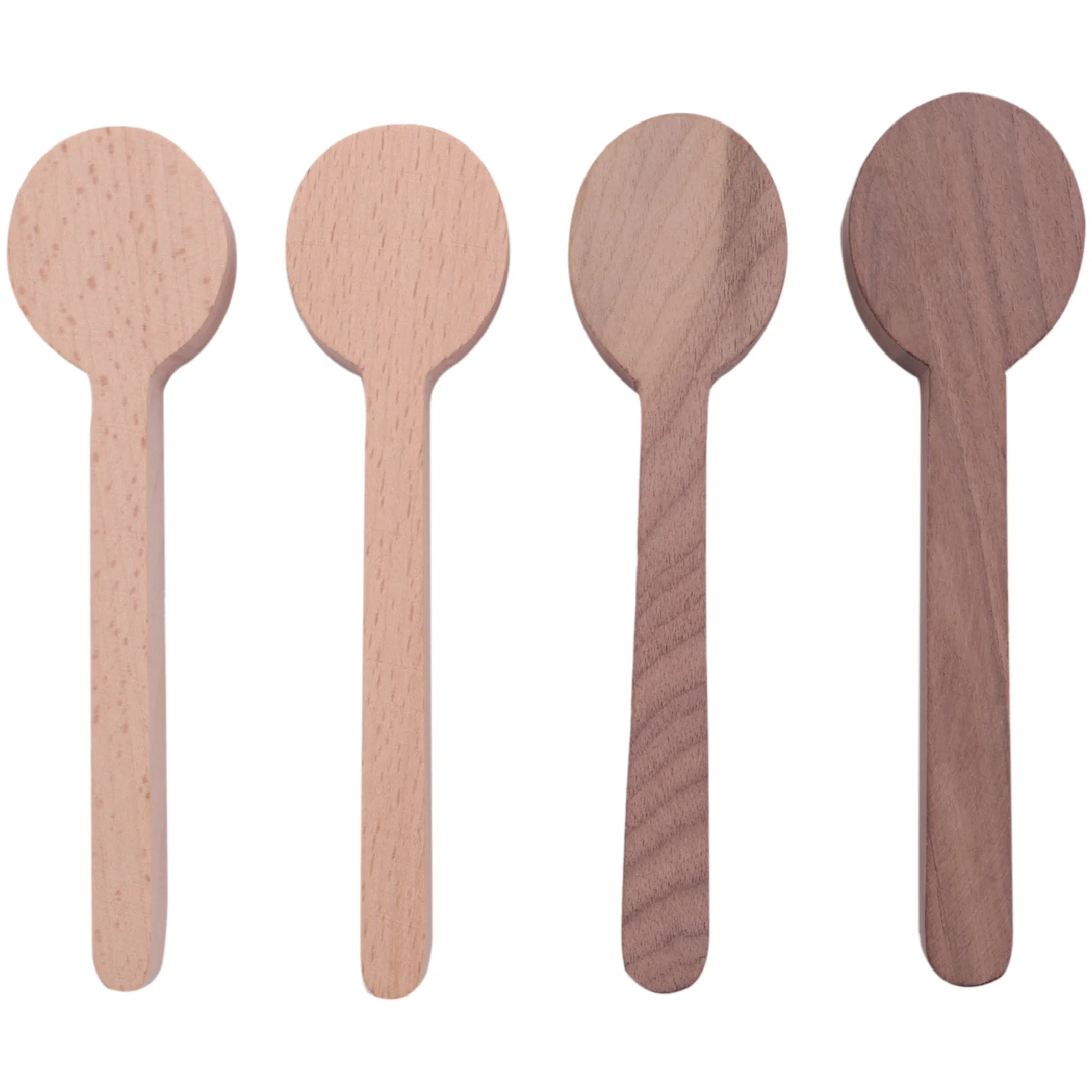 Wood Carving Spoon Blank Beech and Walnut Wood Unfinished Wooden Craft Whittling Kit for Whittler Starter (4Pcs)