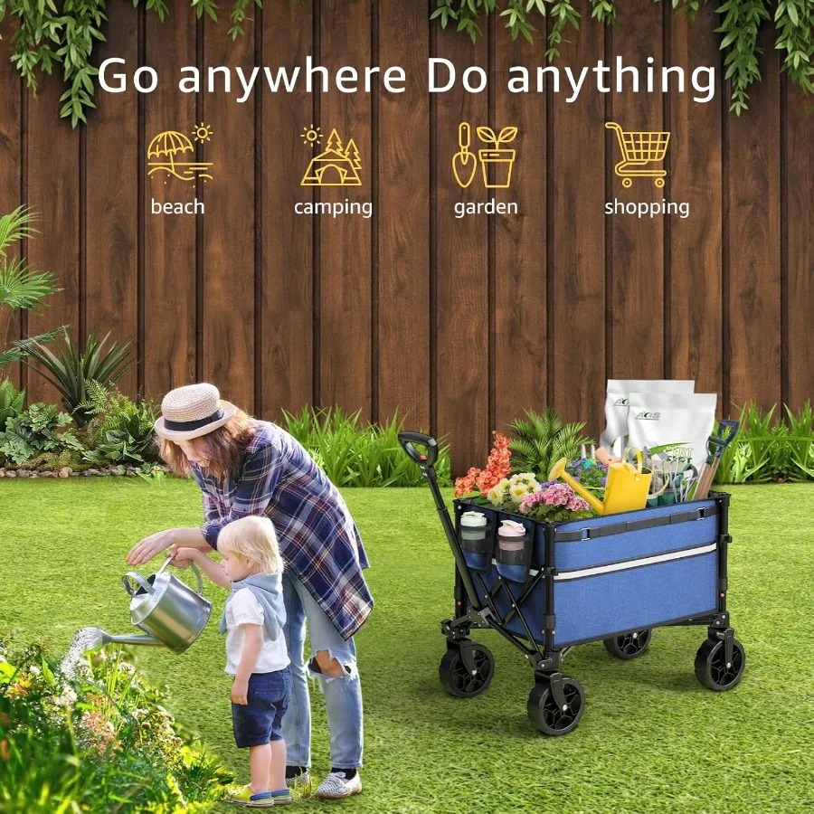 عربة عربة قابلة للطي بعجلات قابلة للطي وقابلة للطي وعربات شديدة التحمل للبقالة والرياضة والحديقة والتسوق والتخييم #2