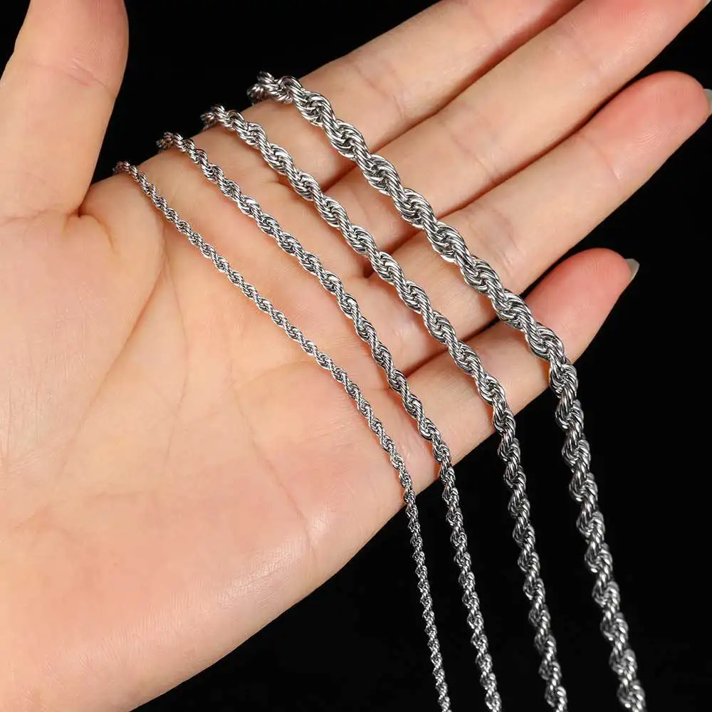 2-6MM Edelstahl-Kettenarmband für Damen und Herren, goldfarben, gedrehte Seilkette, modisches, wasserfestes Schmuckstück, das nie ausbleicht – Detail 7