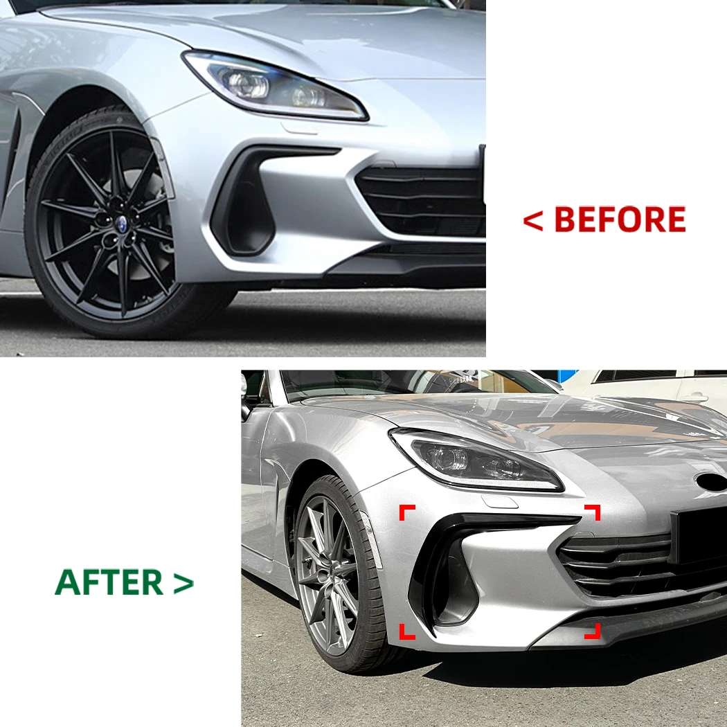 For Subaru BRZ 2021+ Front Bumper Wind Knife Spoiler Side Blade Grille Exterior Modification ABS Black/Carbon Auto Strickers