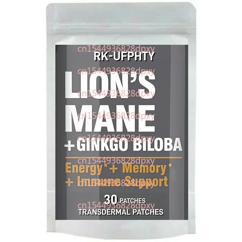 

30 Patches Lions Mane Transdermal Patches with Ginkgo Biloba - Cognitive Health, Focus & Memory Support
