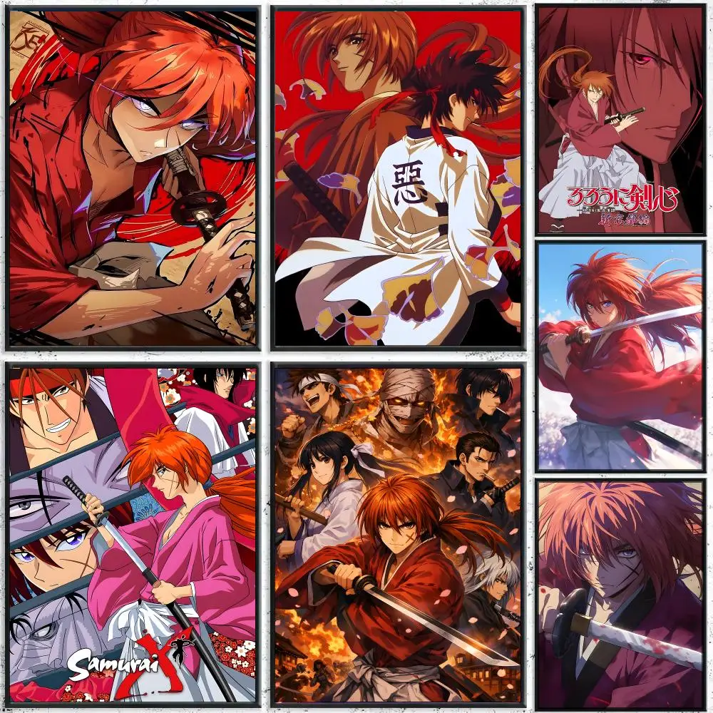 Rurouni Kenshin Cool Anime Decor Poster HD Waterproof Wall Decal for Study, Living Room & Garage, DIY Great Gift for Fans