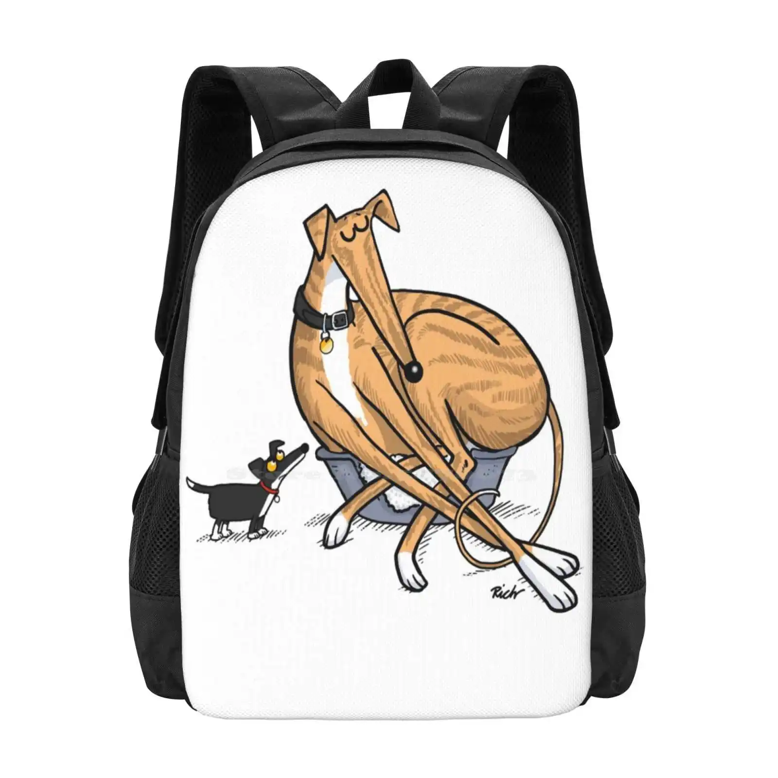 

Perfect Fit Backpack For Student School Laptop Travel Bag Greyhound Lurcher Whippet Dog Jack Russell Animals Cartoon