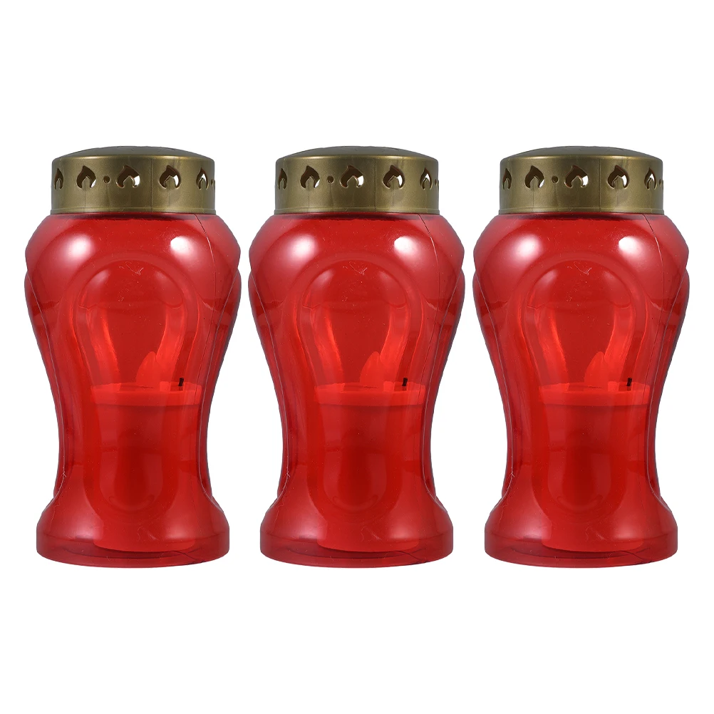 3 Pezzi Candele Elettroniche LED Senza Fiamma per Cimitero, Decorazione per Cortile, Culto in Chiesa, Tributo Commemorativo