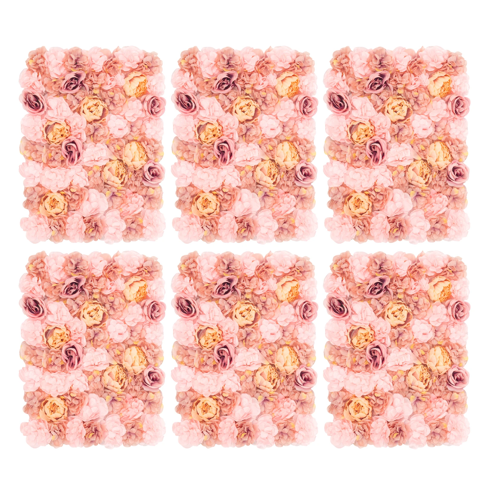 

6pcs Artificial Rose Flower Wall Panel for Wedding Party Backdrop Decoration 23.6 " X 15.8"