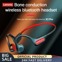 Lenovo-auriculares de conducción ósea X3 Pro, cascos inalámbricos con gancho para la oreja, Bluetooth, Hifi, con micrófono, resistentes al agua