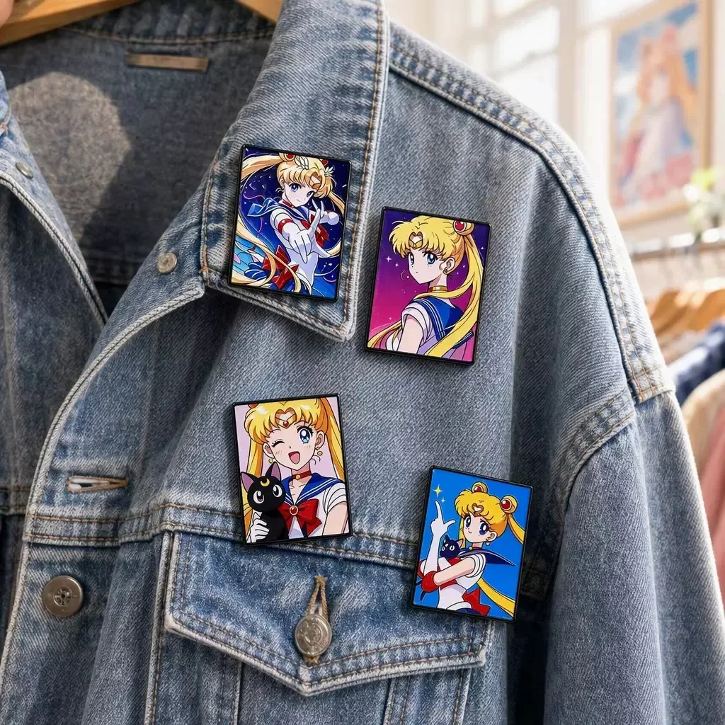 4pcs Cartoon Comic Enamel Lapel Pins Set, Halloween Gift Metal Brooches for Backpack Clothing Decor Badges