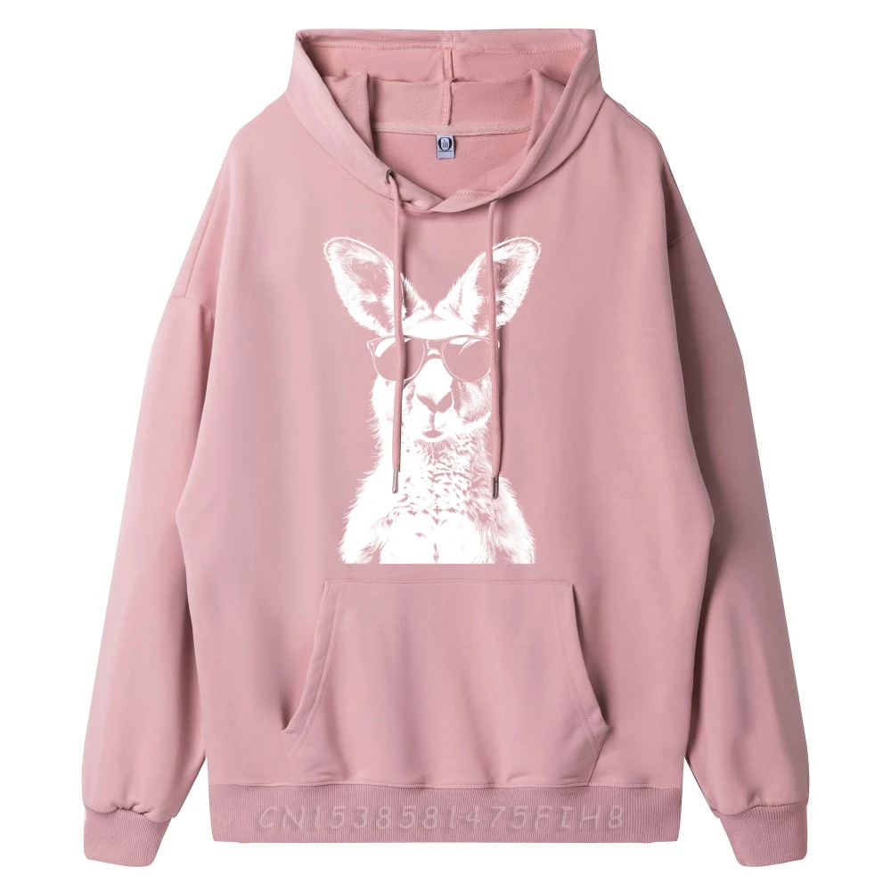 Newest Women's Sweatshrt Kangaroo Wearing Sunglasses Funny Animal Outdoor Hoodies Thanksgiving Day O Neck Hoodies Long Sleeve