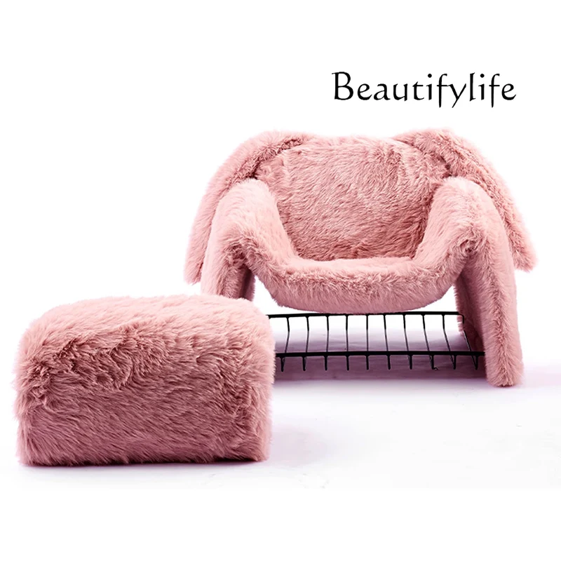 Nordic design ins pink rabbit single sofa leisure chair