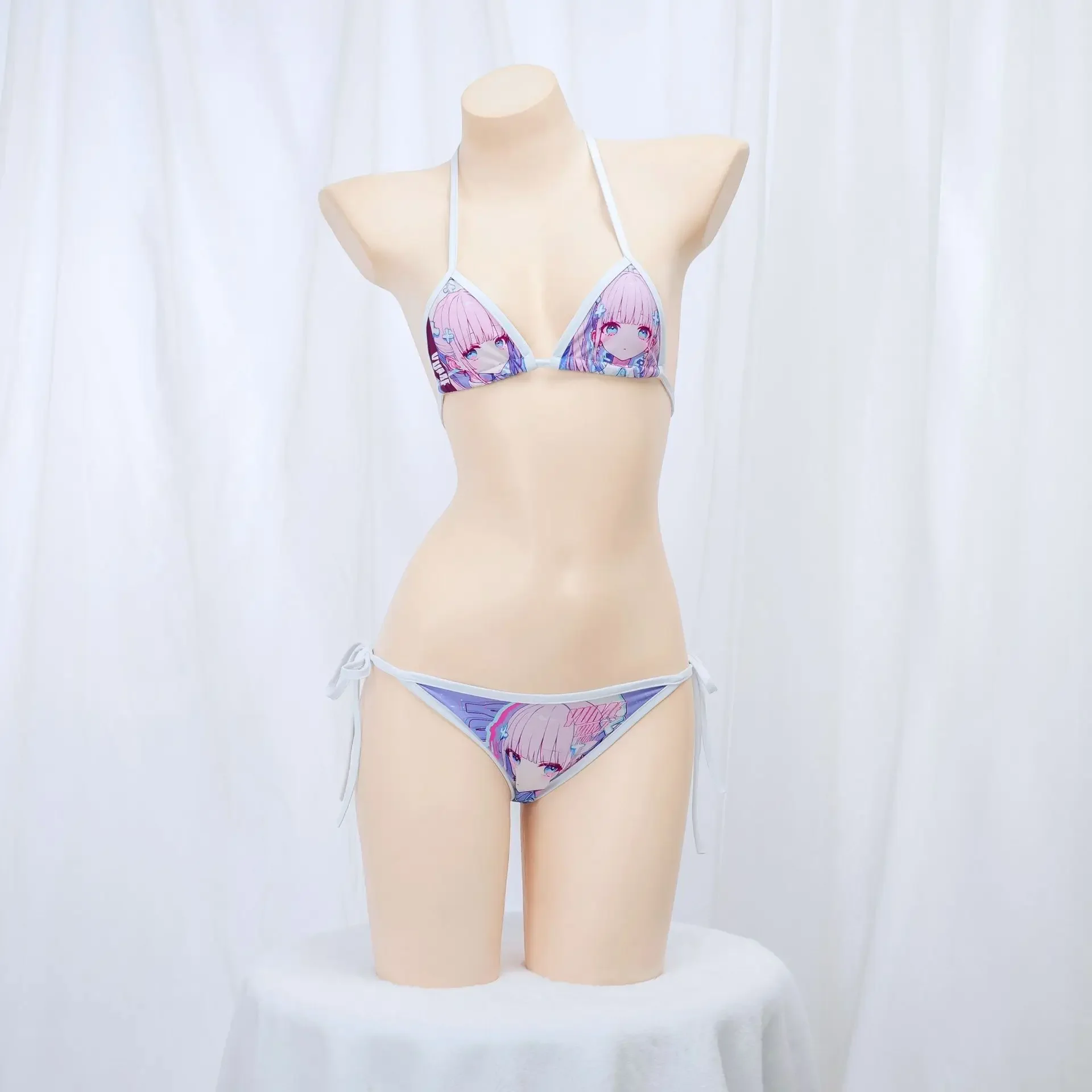 

Anime Mini Bikini Set Japanese Cute Swimsuit Halter Backless Underwear Girls Nightwear Cosplay Costume Women Swimwear Lingerie