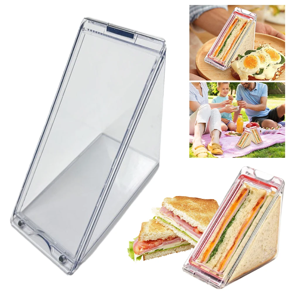 

Sandwich Box Container Reusable Cake Cheesecake Container Leak-Proof Triangle Sandwich Holder for Fruit Cake