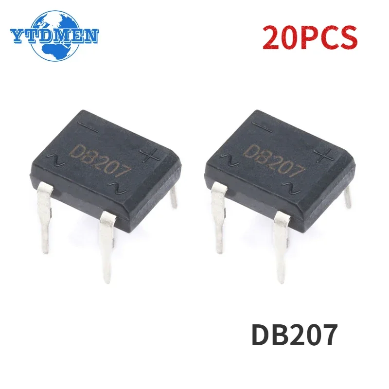 20pcs/box Bridge Rectifier DB207 DIP4 1000V 2A DB207S Power Diode Rectifiers Electronic Components IC image 2