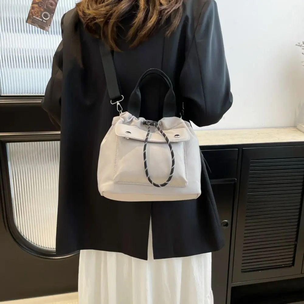 

Корейский стиль, сумка-ведро на шнурке, однотонная нейлоновая сумка на плечо, сумка для мобильного телефона, маленькая сумка через плечо для девочек