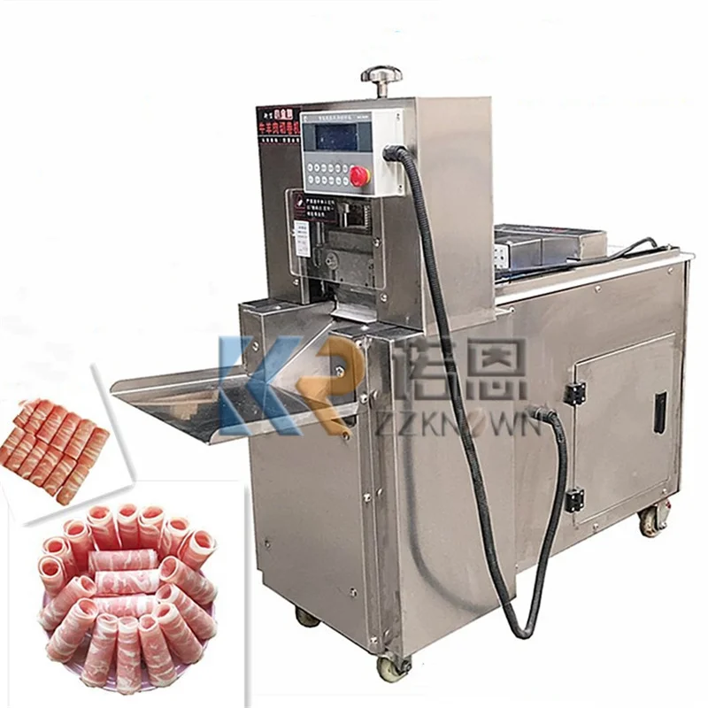 Electric Frozen Meat Pork Belly Slicing Machines Fully Automatic Beef Mutton Slicer Roller Commercial Meat Roll Cutting Machine