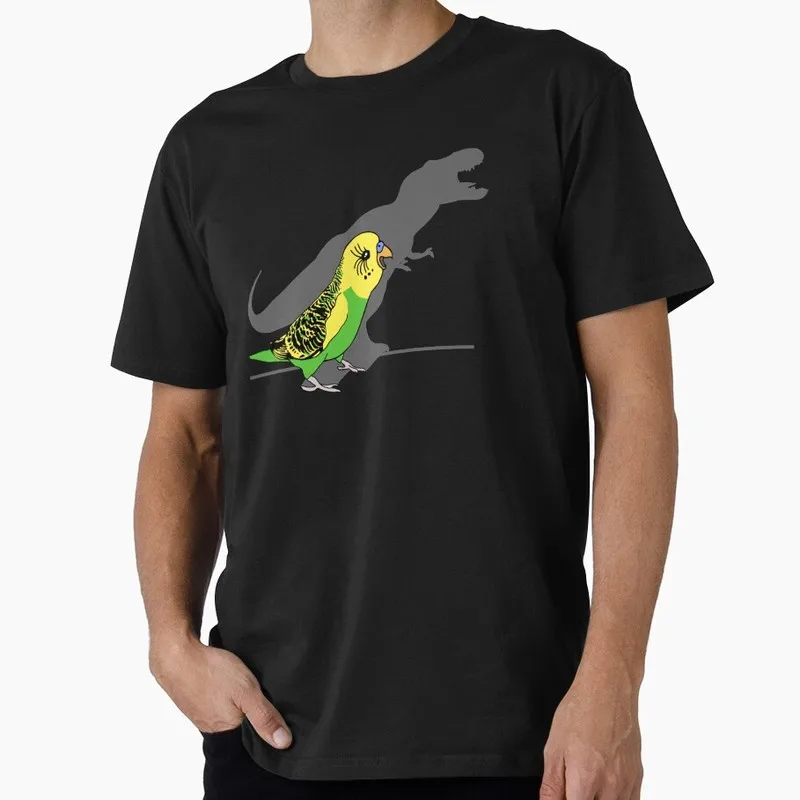 t-rex dinosaur shadow - green budgie Cockatiel Gift T-shirt Birds T-Rex Shadow Graphic Clothes All Size Tops Unisex Tee S-6XL