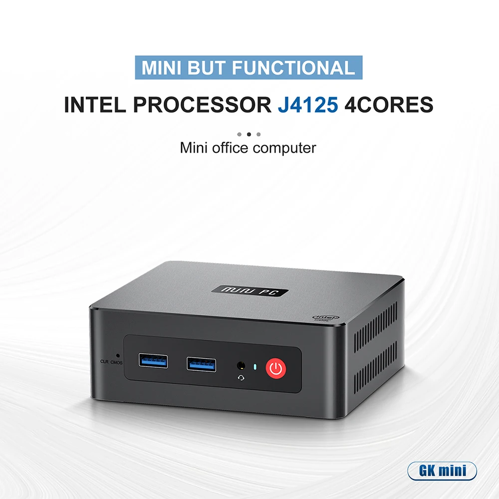 Mainframe mini PC GK mini J4125 neutro com suporte de saída 4K