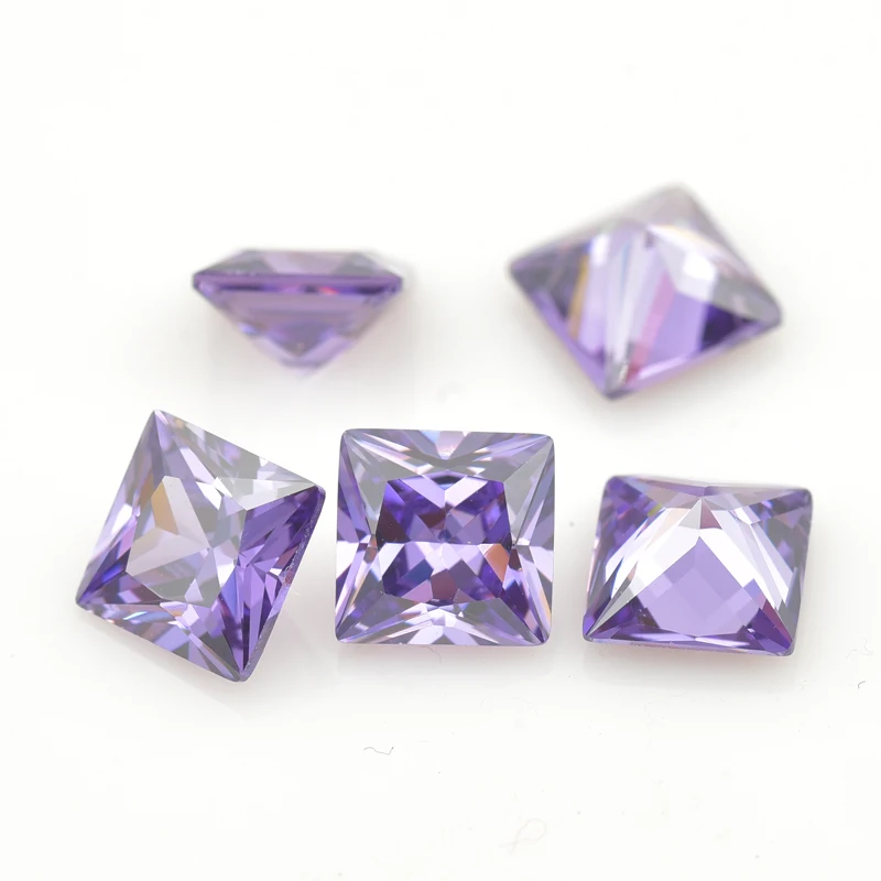 1.5x1.5~12x12mm square princess cut Amethyst  AAAAA Loose cubic Zirconia synthetic stone cz jewelry