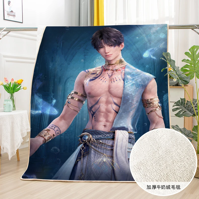 Anime Love and Deepspace Sylus Zayne Rafayel Xavier Cosplay Extra Heavy Nap Blanket Cartoon Knee Blankets Soogan Rug Xmas Gift