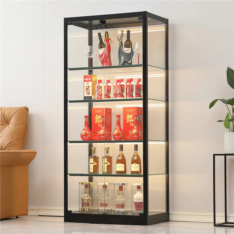 

High-end glass wine multi-layer dustproof red wine liquor foreign wine storage cabinet figurine product display