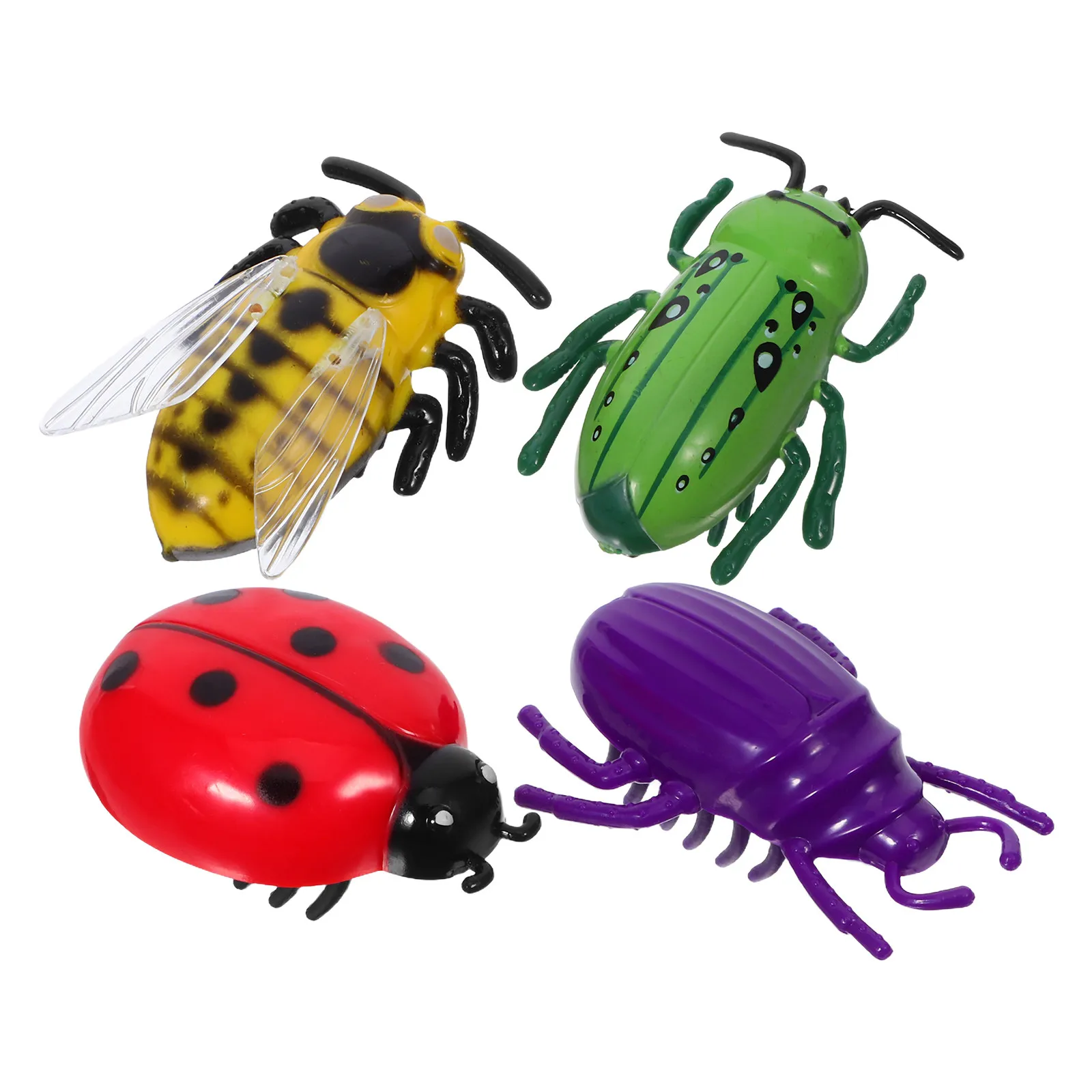 4Pcs Electric Walking Moving Bugs Simulation Interactive Pet Cat Teaser Automatic Movement Button Battery Included Fun Learning