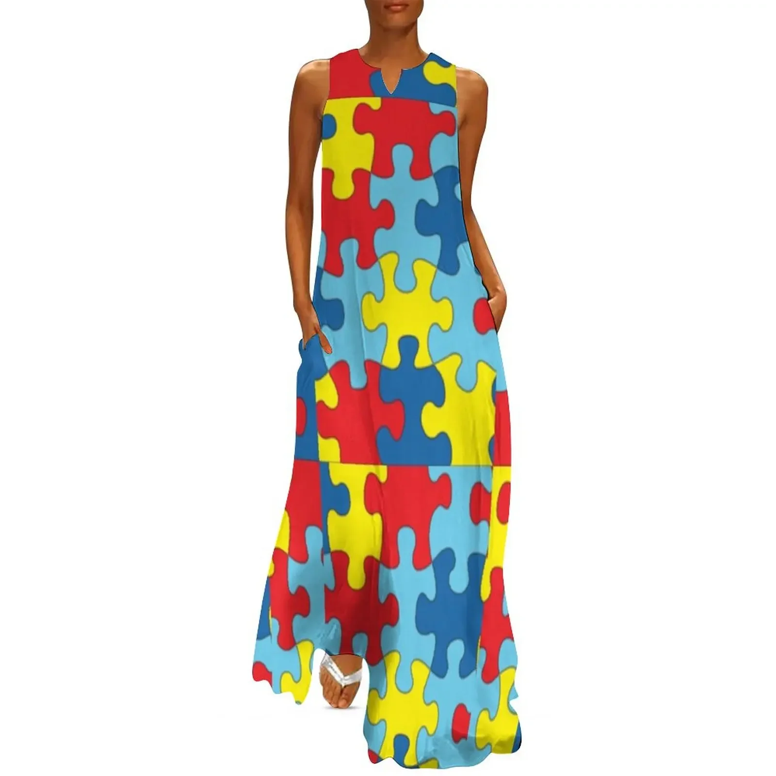 

Autism awareness puzzle pieces Long Dress women party dresses womens clothing Women long dress Dress for pregnant women