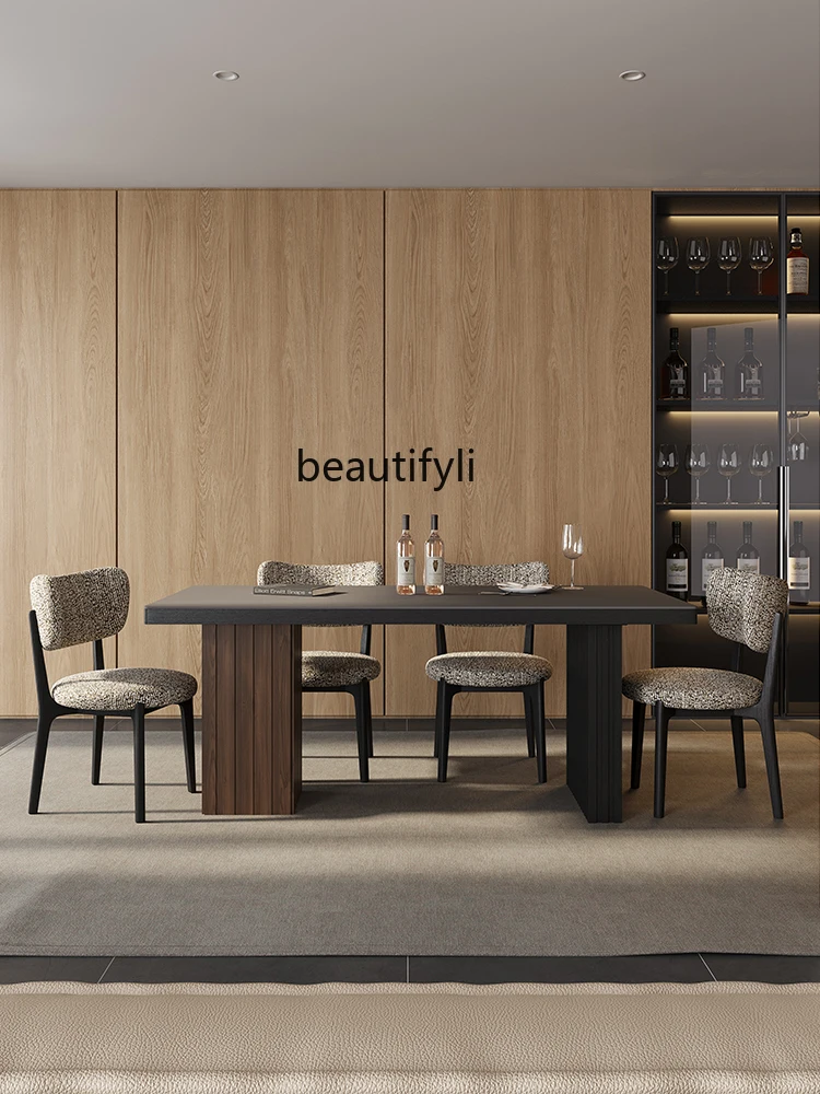 

Minimalist glass dining table and chairs, new light luxury high-end living room home modern simple rectangle