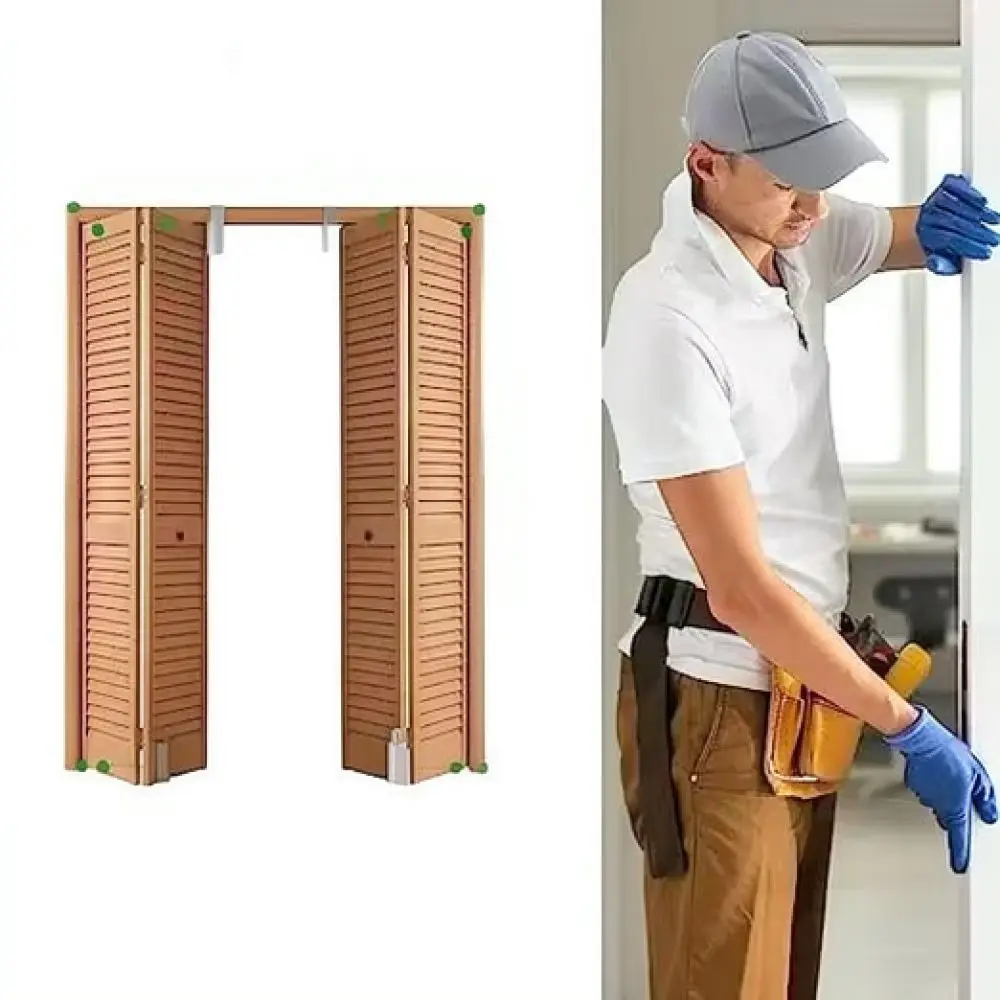 Professional Folding Door Hardware Kit Metal Top Pivot Guide Roller For Closet Room Divider Smooth Sliding Track
