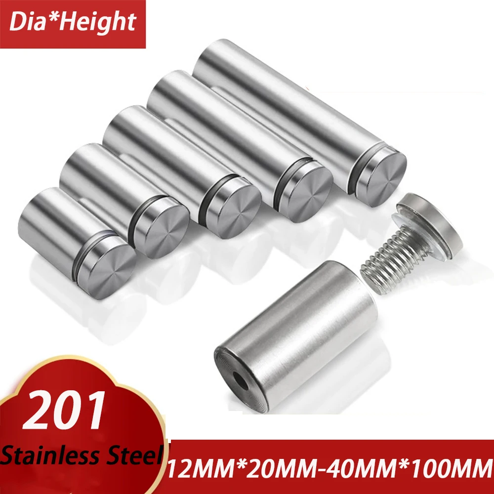 4-6pcs 201 Stainless Steel Advertising Glass Fastener 12-30mm Advertising Bracket Nail Advertising Board Fixing Screw Hardware