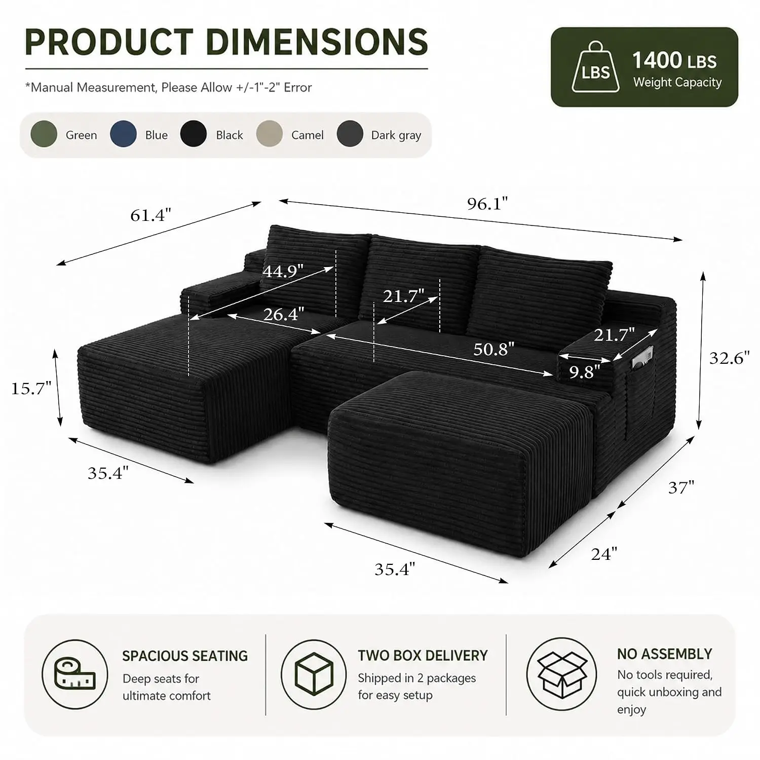 Boneless Couch, Modular Sectional Couches for Living Room, U-Shaped Cloud Couch Sofa with Deep Seat, Fluffy, Customized