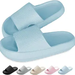 Deslizadores de almohada en forma de nube para hombre y mujer, zapatillas súper suaves, chanclas de verano para ducha, piscina, interiores y exteriores