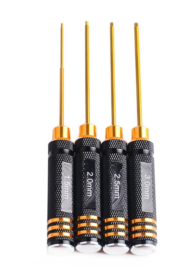 RC Tools 4 pcs hex screw driver set titanium plating hardened 1.5 2.0 2.5 3.0mm screwdriver For Rc helicopter Rc toys (1 set)