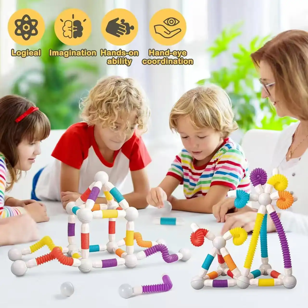 Juego de construcción de varillas magnéticas versátiles, bloques DIY escalables, construcción magnética, juguete de vástago de educación temprana, regalo de cumpleaños y Navidad