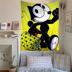 Cartoon Cute F-Felix the C-Cats Tapestry Anime Tapestry Hanging Tarot Hippie Wall Rugs Dorm Wall Hanging Sheets