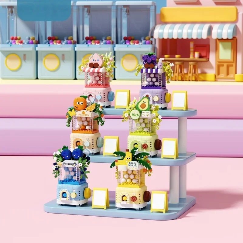 Street Vending Gashapon Machine Series Building Block Model Educational & Fun Assembly Toy Creative Desktop Decorative Ornament