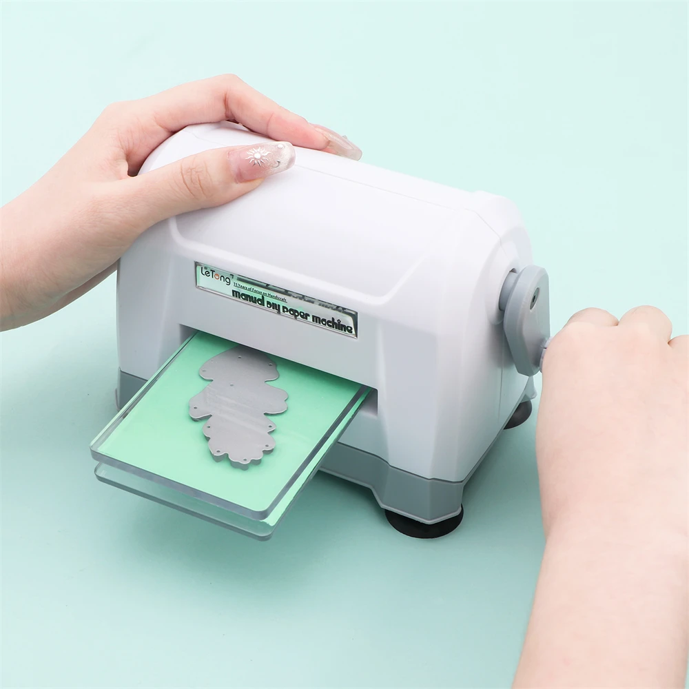 White/Green Mini Manual Die Cutting Machine set, Portable Die Cut and Embossing Machine for Card Making Scrapbooking