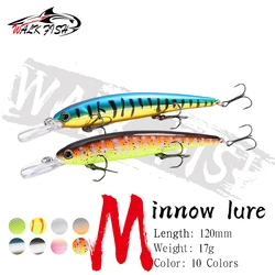 WALK FISH Floating Minnow Fishing Lure 120mm 17g Pike 3 hooks Hard Bait Crank Bait Wobbler Jerkbait Tackle Artificial Hard Lure