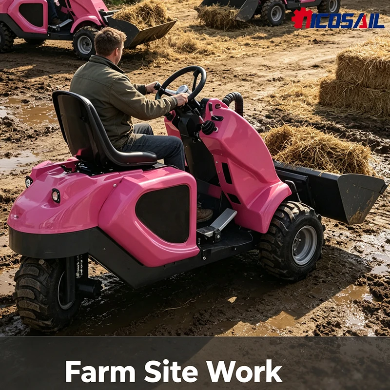 Three Mini Skid Steer Loader Three Wheel Utility Machine for Yard Maintenance Landscaping and Farm Work Mini Wheel Loader