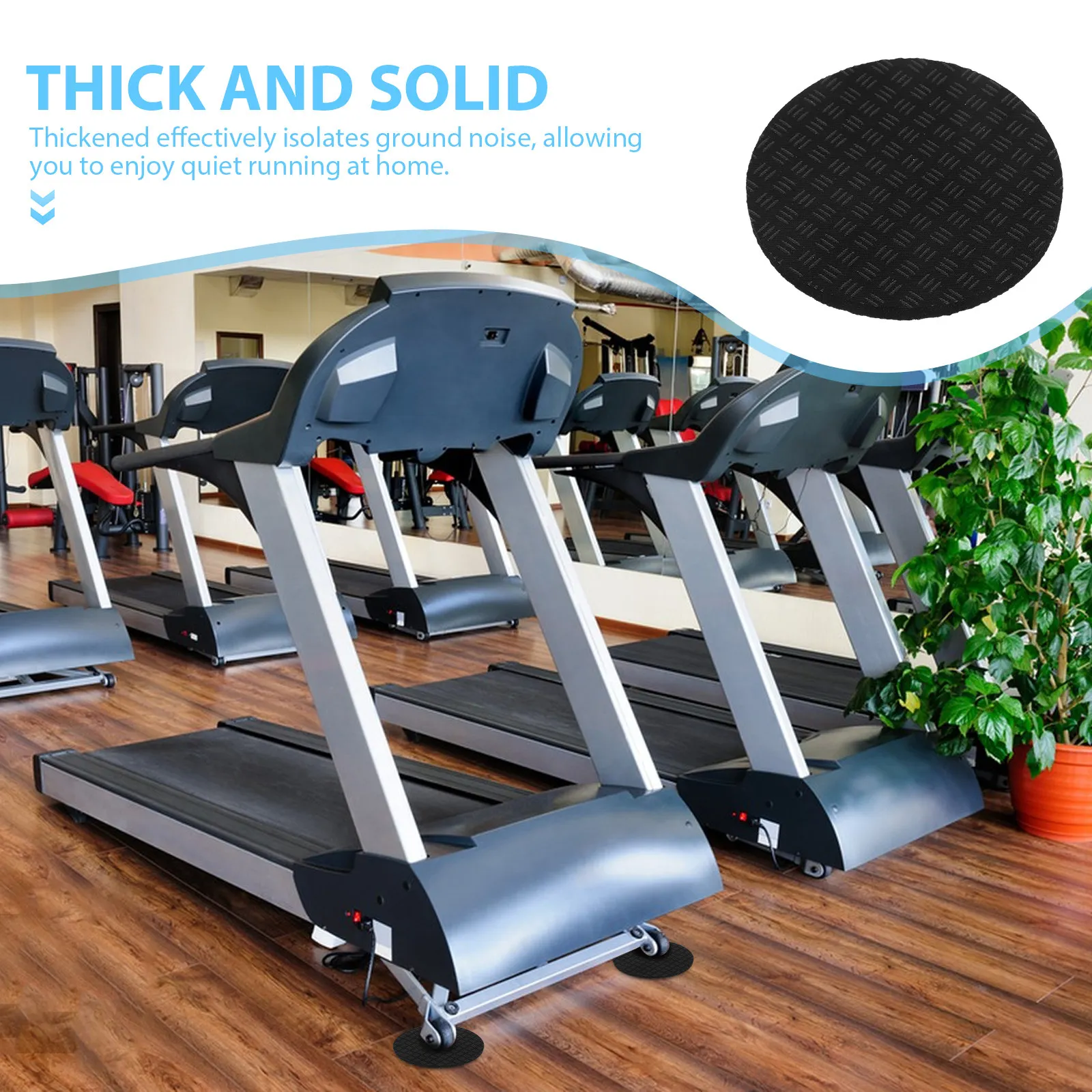 6Pcs Treadmill Mat Thickened Soundproof Shock Absorbing Non Slip Floor Protector for Hardwood Tile Home Fitness