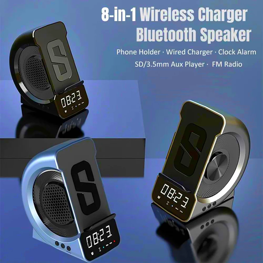 Bluetooth Speaker Wireless Charger USB Charging Portable Charger For Mobile Phone Music Stereo Subwoofer Speakers Column Box Mic