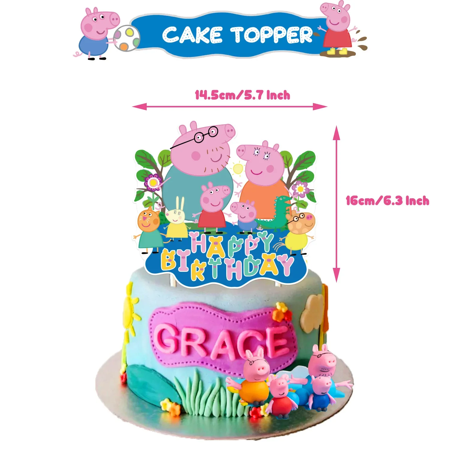 Pink Peppaed Pig Children Favor DIY Toy Gifts Party Decoration Happy Birthday Tableware Paper Cakecup Banner Baby Cake Supplies