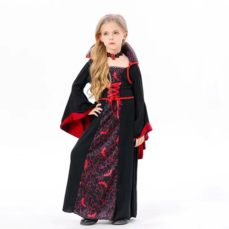 Girls Halloween Ghost Bride Costume Vampire Dress Up Child Evil Terror Vampiress Role Play Carnival Party Cosplay Outfits image 2
