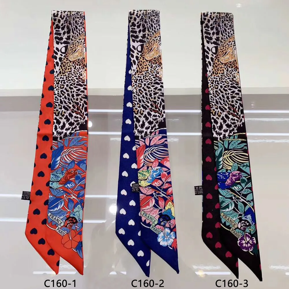 Brand Leopard Parrot Heart Silk Scarf Women Design Summer Scarf For Ladies Hair Accessories Foulard Hair & Bag Scarves Headband