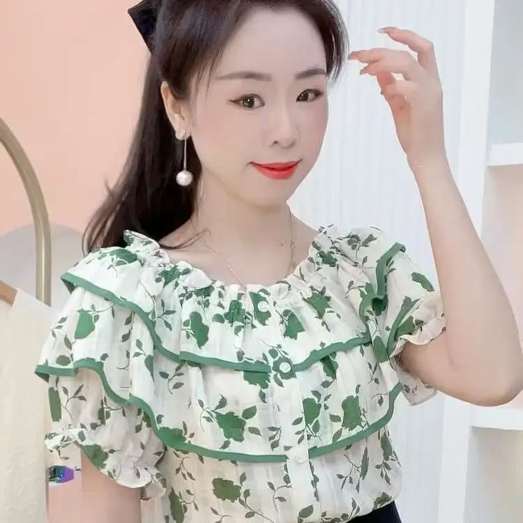 

Summer Romantic Floral Loose Slimming Shirt