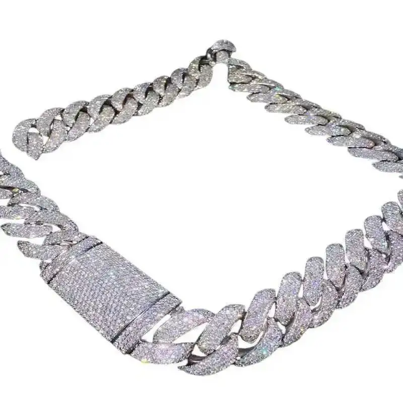 

Fashion Jewelry Cuban Link Chain Rose Gold Collar 18mm Vvs Diamond Necklace Iced Out Moissanite Cuban Link Chain for Men