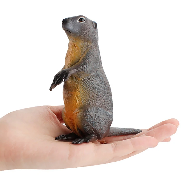 Hadiah anak-anak mainan edukasi dini ornamen Desktop Groundhog Model Solid hewan liar hutan simulasi